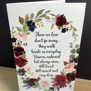 Carte de deuil, perte, manquée, roses, fleurs, jardin, floral, aimé, pas oublié, ami, famille