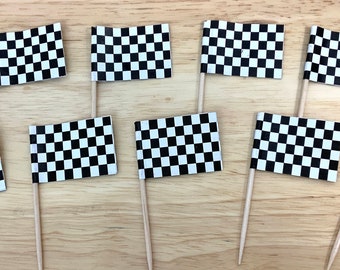 Checkered Racing Flag Toothpick , Food , Sweets , Party , Kids , Adults , Good Times