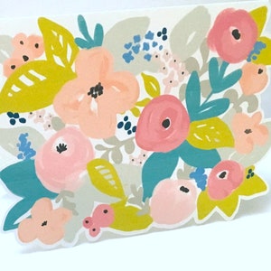 Carte de parterre de fleurs , Vierge à l'intérieur , Imprimé , Roses , Marguerites , Jardin , Fleurs , Famille , Amis , Maman