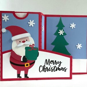 Pop Up Pocket Christmas Card , Père Noël , Paillettes , Sparkle , Cadeau , Amis , Famille , Flocons de neige , Arbre , Neige , Enfants
