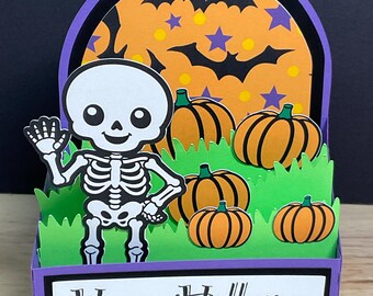 Happy Halloween , Pumpkin Patch , Card , Skeleton , Bats , Stars , Happy , Kids , Gift