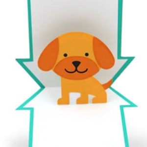 Carte escamotable pour niche pour chien , Vierge à l'intérieur , Os , Maison , Enfants , Chiot , Papier découpé , 3D , Anniversaire