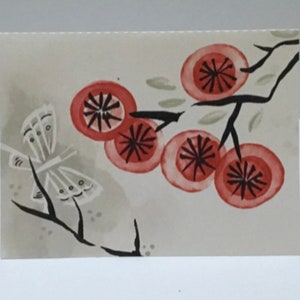 Carte de baies d'hiver , Vierge à l'intérieur , Papillon , Fruit , Simple , élégant , Beau , Vacances