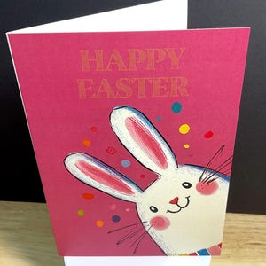 Carte Hello Bunny, Joyeuses Pâques, Lapin, Enfants, Vacances, Dessin animé, Pois, Famille