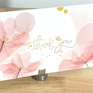 Carte florale de remerciement, Imprimée, Aquarelle, Doux, Soin, Amour, Cœurs, Ami, Famille, Voisin