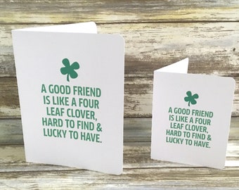 Good Friend , Blank Card , Printed , Clover , Good Luck , Lucky , Green , Shamrock