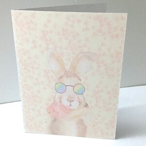 Cool Bunny Card , Blank inside , Lunettes de soleil , Pâques , Lapin , Enfants , Adultes , Famille , Amis , Imprimé