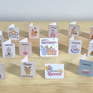 Micro mini cartes de joyeux anniversaire , Poupées , Objets de collection , Maison de jeu , Enfants , Petite , Mignonne , Présentoir