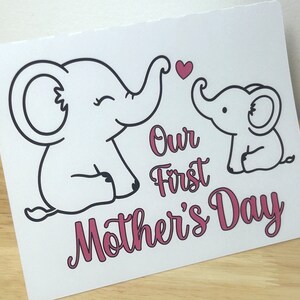 Notre première carte de fête des mères , Éléphants , Amour , Cœur , Spécial , Lien , Heureux , Bienveillance , Partage