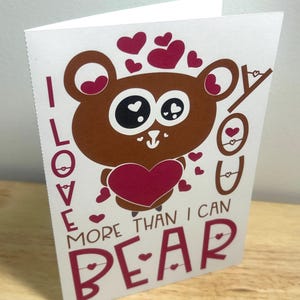 Carte Je t'aime ours , Saint-Valentin , Cœurs , Amour , Sucré , Câlin , Mignonne , Rouge , Marron