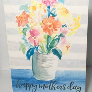 Bonne fête des mères, Carte aquarelle, Imprimée, Vierge à l’intérieur, Maman, Amour, Floral, Grand-mère, Soins, Merci