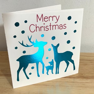 Carte Joyeux Noël renne , Neige , Hiver , Froid , Animaux , Faon , Cerf , Vacances , Sauvage
