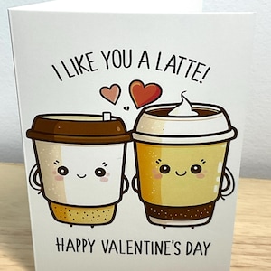 Carte de Saint-Valentin Latte , Amour , Cœur , Tasse , Java , Partenaire , Mignonne , Kawaii