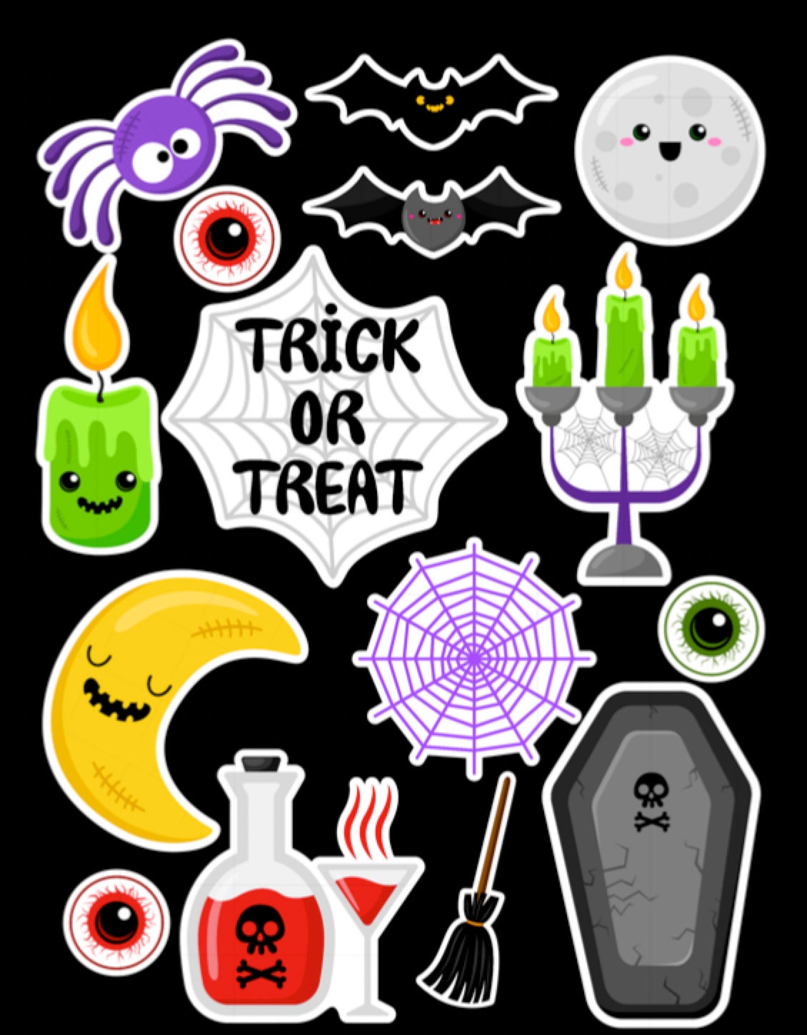 228 Pegatinas Halloween – 16 Hojas, 8 Estilos, 18x13 Cm, Para Scrapbooking Y Decoración Infantil