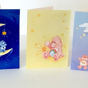 Carte aquarelle ourson , Vierge à l'intérieur , Lune , Étoiles , Rêve , Bébé , Enfants , Imprimé