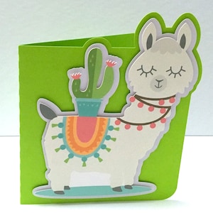 Carte de lama cactus , Intérieur vierge , Papier découpé , Orange , Animal , Famille , Amis , Adolescents , Heureux , BFF