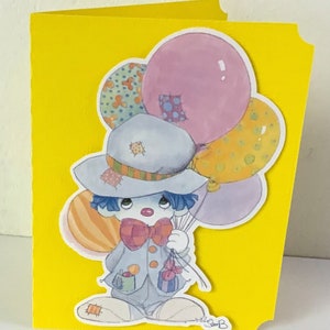 Precious Moments Birthday Clown Card , Blank inside , Ballons , Patchs , Hobo , Ami , Famille , Mignon