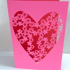 Carte de voeux pour la Saint-Valentin , Vierge à l'intérieur , Fleurs , Papier découpé , Rose , Rouge , conjoint , Amour , TLC