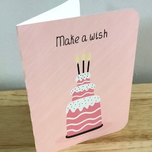 Grande carte Faites un vœu pour un gâteau haut , Rose , Bougies , Meilleur , Nourriture , Sucré , Glaçage , Moist