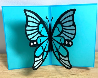 3D Butterfly Pop Up Card , Blue , Black , Nature , Insect , Spring , Summer , Beautiful , Wild , Pure , Outdoors