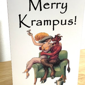 Carte de folklore alpin Krampus , Avent , piste Krampuslauf , Krampuskarten , fête de la Saint-Nicolas , païen