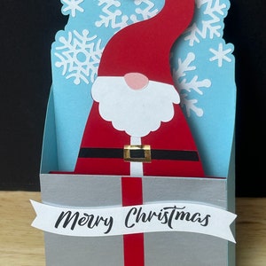 Carte de Père Noël Whitlock, pop up, hiver, neige, vacances, or, argent, étoile, festif