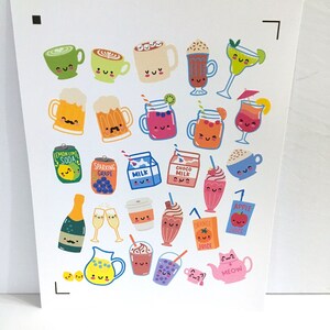 Stickers boissons kawaii, Lait, Pop, Jus de fruits, Enfants, Loisirs créatifs, Scrapbooking, Fabrication de cartes, Enfants, Cadeau, Adultes, Adolescents