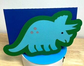 Triceratops Dinosaur Card , Kids , Gift , Prehistoric , Blue , Green , Family , Freinds , Hello , The best