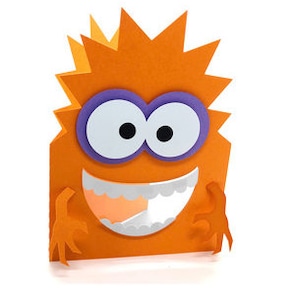 Funny Monster Card , Blank inside , Papercut , Kids , Boys , Girls , Eyes , Teeth , Arms