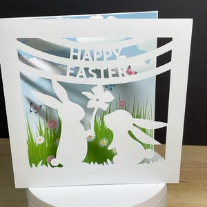 Carte de joyeux lapin de Pâques , Printemps , Jardin , Fleurs , Vacances , Mignonne , Sucré