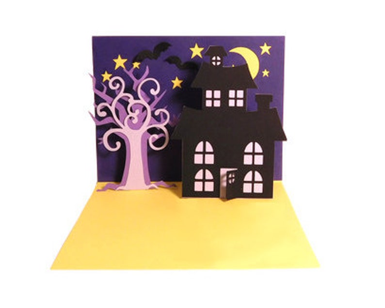 1 Haunted House Pop Up Card Halloween 3D Tree Spooky Etsy