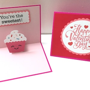 Carte de Saint-Valentin Cupcake , Vierge à l'intérieur , Nourriture , Mignonne , Papier découpé , Bleu , Enfants , Famille , Amis , Amour