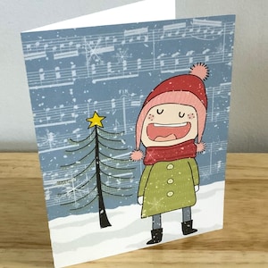 Chanteur de Noël pour enfant , Vierge à l'intérieur , Imprimé , Neige , Musique , Notes , Vacances , Arbre , Neige , Chant