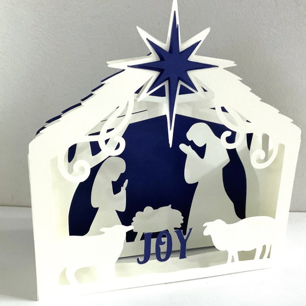 Nativity Pop Up Card , Blank , North Star , Holy , Joy , Baby , Religious , Pray , Animals , Bethlehem