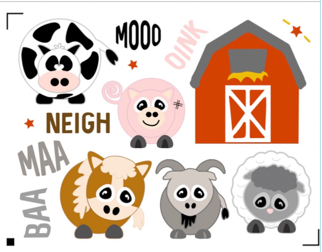 Farm Animal Stickers , Horse , Cow , Pig , Barn , Sheep , Goat , Kids