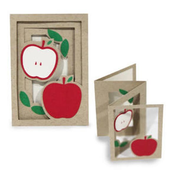 3D Fold out Apple Accordion Card , Friends , Family , Blank inside , Teachers , All Occasions