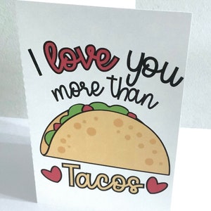 Taco Valentine Card , Blank inside , Shell , Hearts , Enfants , Adolescents , Adultes , Partenaire , Corn Shell