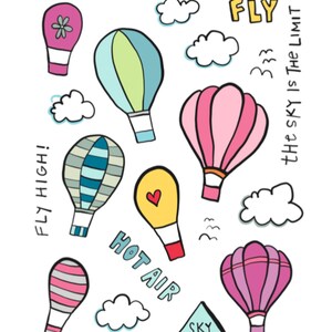 Autocollants de montgolfière, ciel, cadeau, enfants, adultes, décor de livre, nuages, artisanat, scrapbooking, planificateur