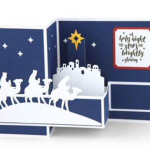 Carte pop-up de Noël Wisemen , Papier découpé , Vierge , Étoile polaire , Vacances , Famille , Amis