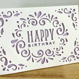 Carte PaperCut pour Joyeux anniversaire , Intérieur vierge , S'épanouir , Hommes , Femmes , Adolescents , Enfants , Célébration