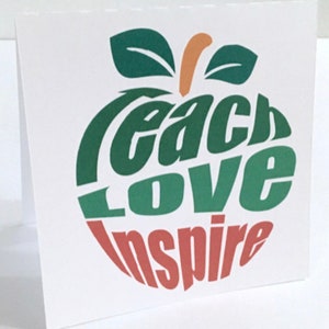 Teach Love Inspire Apple Card , Imprimé , Vide à l'intérieur , Étudiants , Cadeau , Enseignant , École , Merci