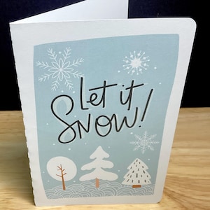 Carte de Noël Let It Snow , Vacances , Arbres , Hiver , Flocons de neige , Famille , Amis