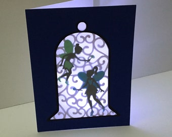 Fairies in A Jar Blank Card , Papercut , Girls , Fantasy , Stories , kids