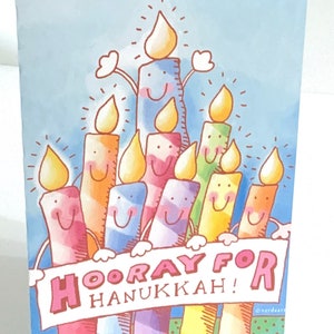 Happy Hanukkah Card , Blank inside , Imprimé , Dreidel , Menorah , Célébration , Lumière , Bougies , Merveilles , Miracles , Famille