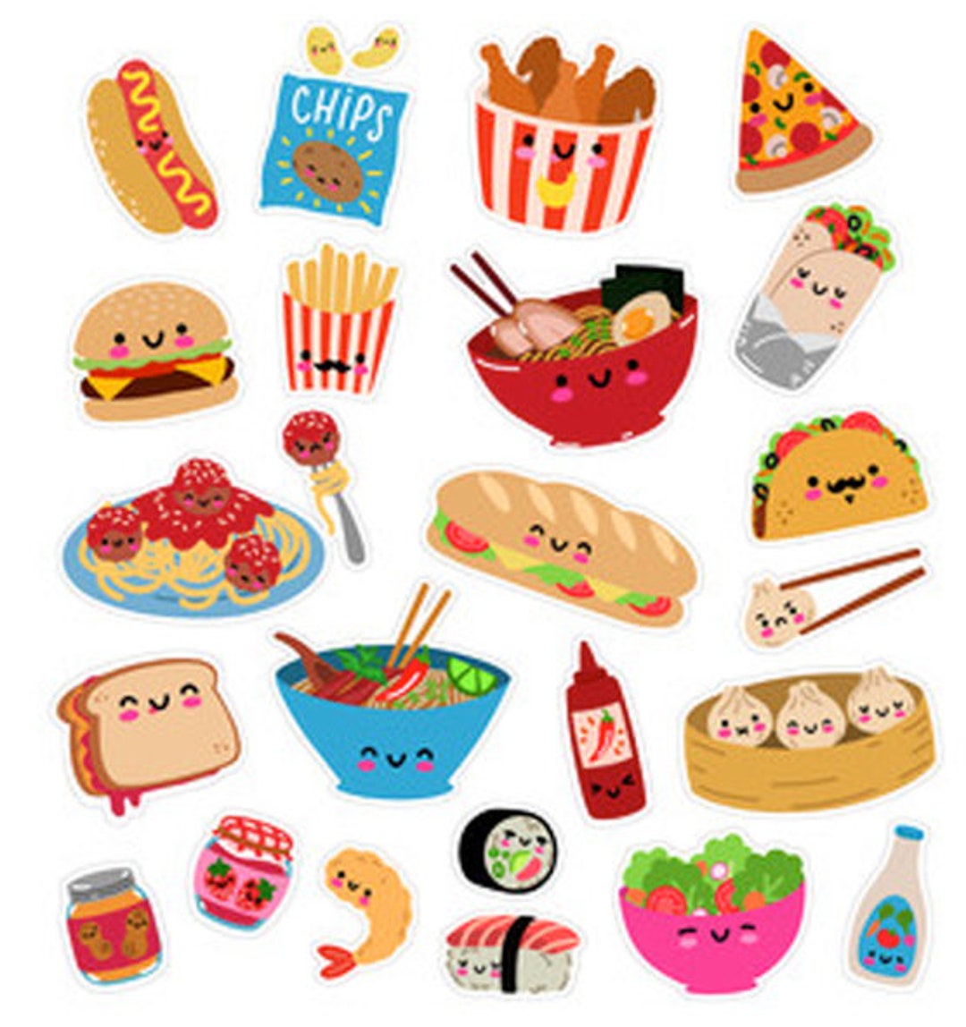 Kawaii Food Stickers , Kids , Adults , Teens , Journalling , Reminders ,  Fun , Planner , Rewards , Trade , Crafts 