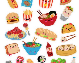 Kawaii Food Stickers ,  Kids , Adults , Teens , Journalling , Reminders , Fun , Planner , Rewards , Trade , Crafts