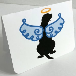 Carte RIP grand chien et ange, intérieur vierge, ailes, halo, pont arc-en-ciel, animal de compagnie, amour, soin
