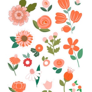 Stickers fleurs , agenda , carnet de notes , décoration de livre , cadeau , plantes , culture , feuilles , printemps , été