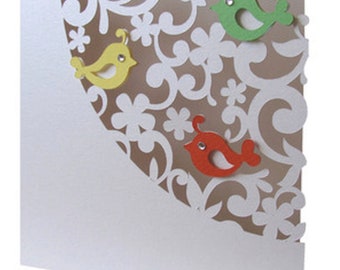 Bird Flourish Card , Rhinestones , Simple , Nature , Tweet , Sweet , Cute , Friend , Hello , Just Because