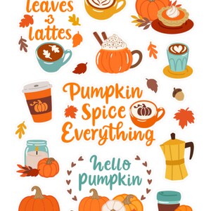 Stickers Pumpkin Spice Latte , Automne , Automne , Tarte , Feuilles , Bougies , Loisirs créatifs , Scrapbooking , Cadeau , Agenda